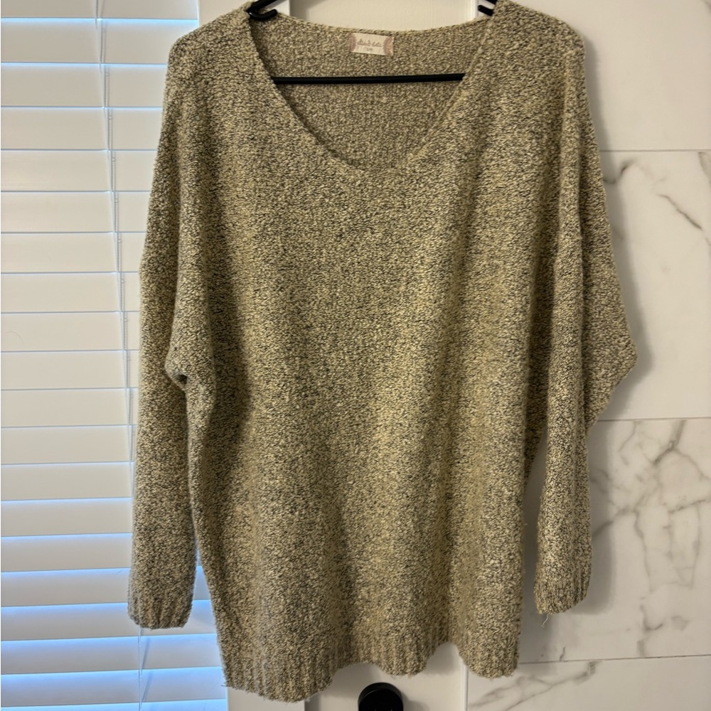 Altar'd State Oatmeal Marled V-Neck Sweater